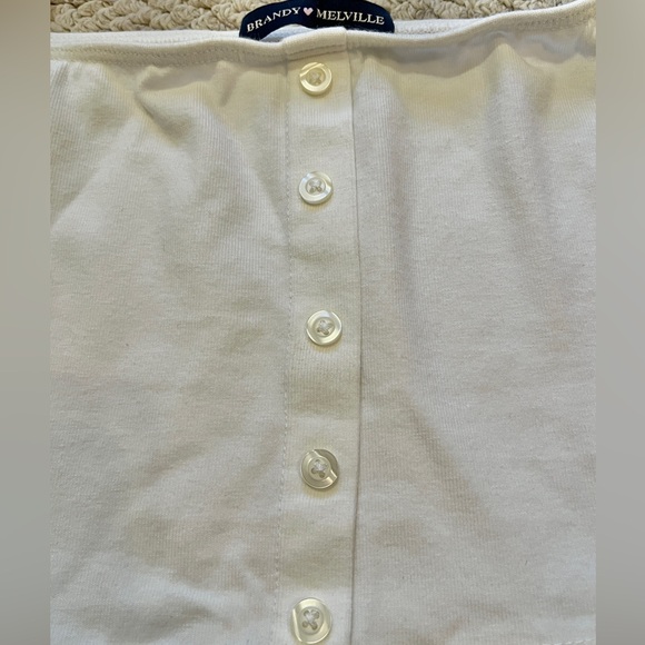 Brandy Melville Isidore White Button Tank Top Crop Top One size Spaghetti Straps - Picture 5 of 6